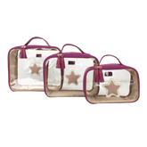Kit Necessaire Crystal com 3 Estrela em Couro Personalizada